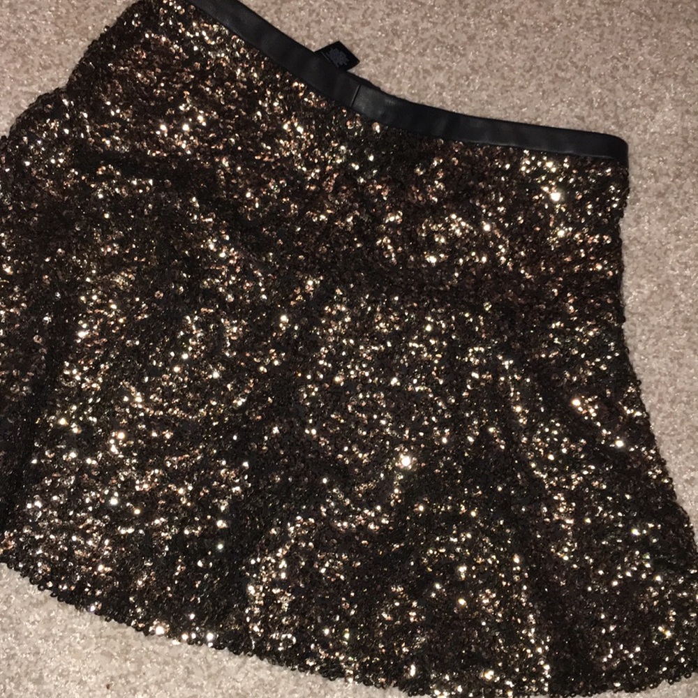 Express Beautiful Glitz Gold Skater Skirt